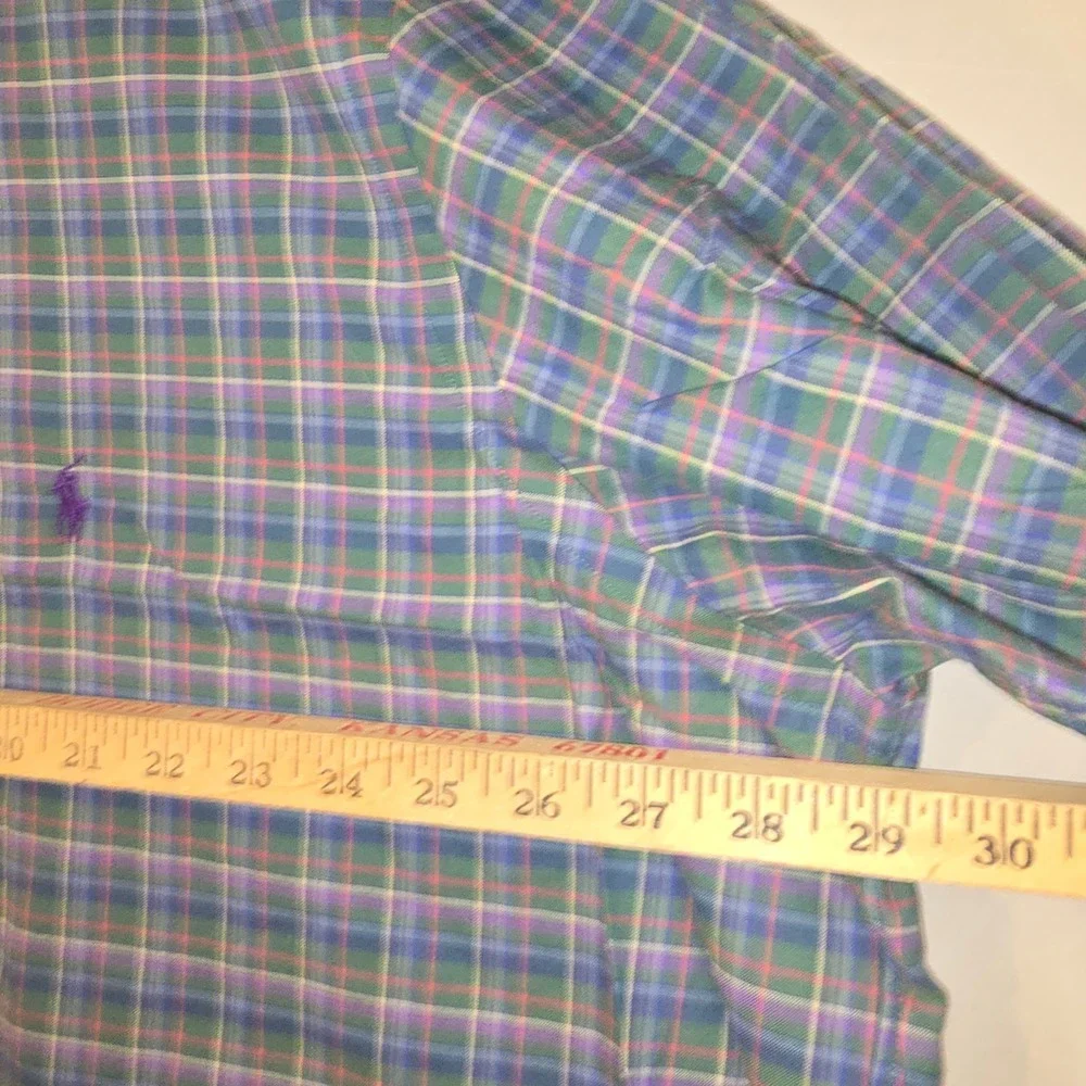 Ralph Lauren Button Down Shirt 2XB Mens Blue Green Plaid Classic Fit NWT